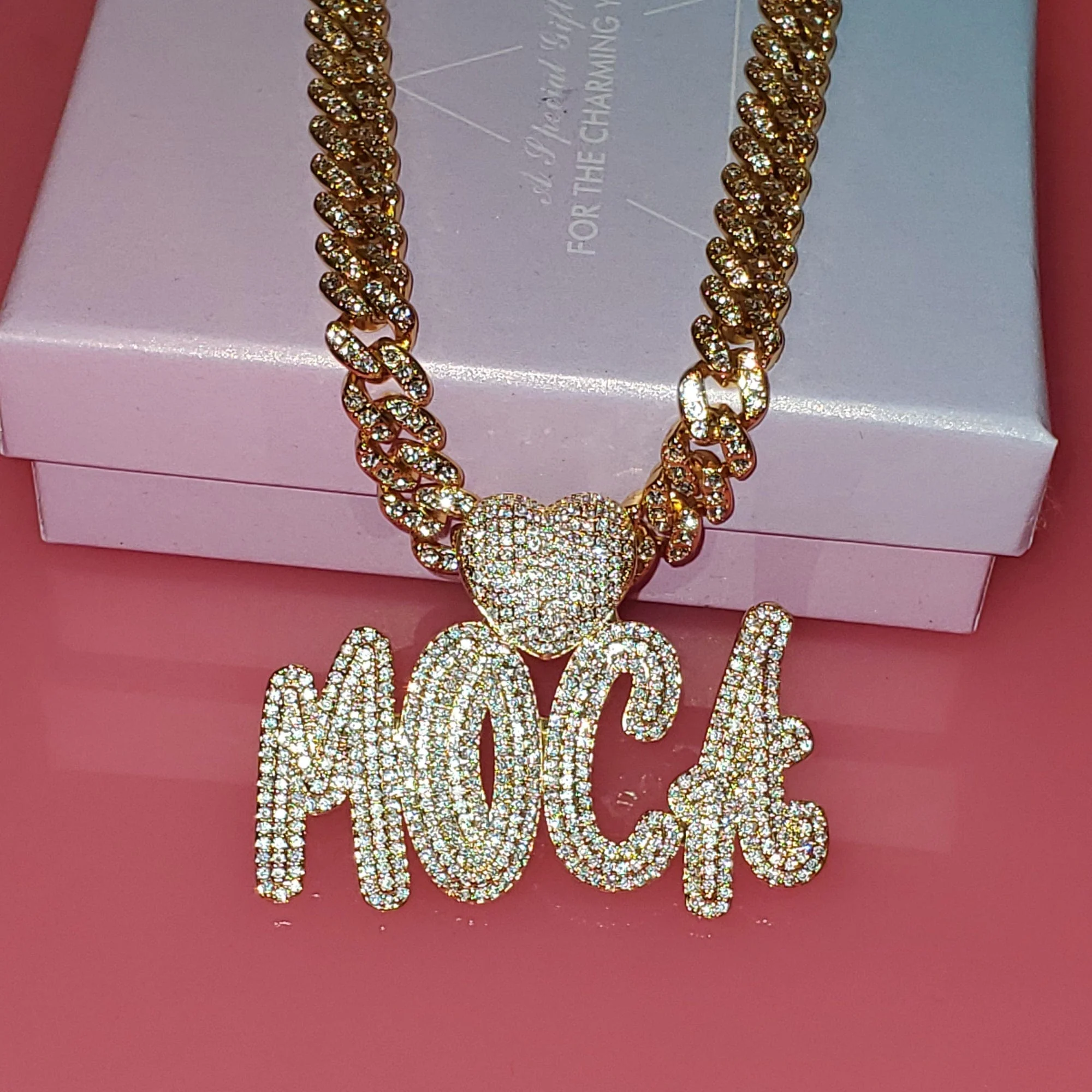 Custom Icy Cursive Name Heart Necklace - Image 13