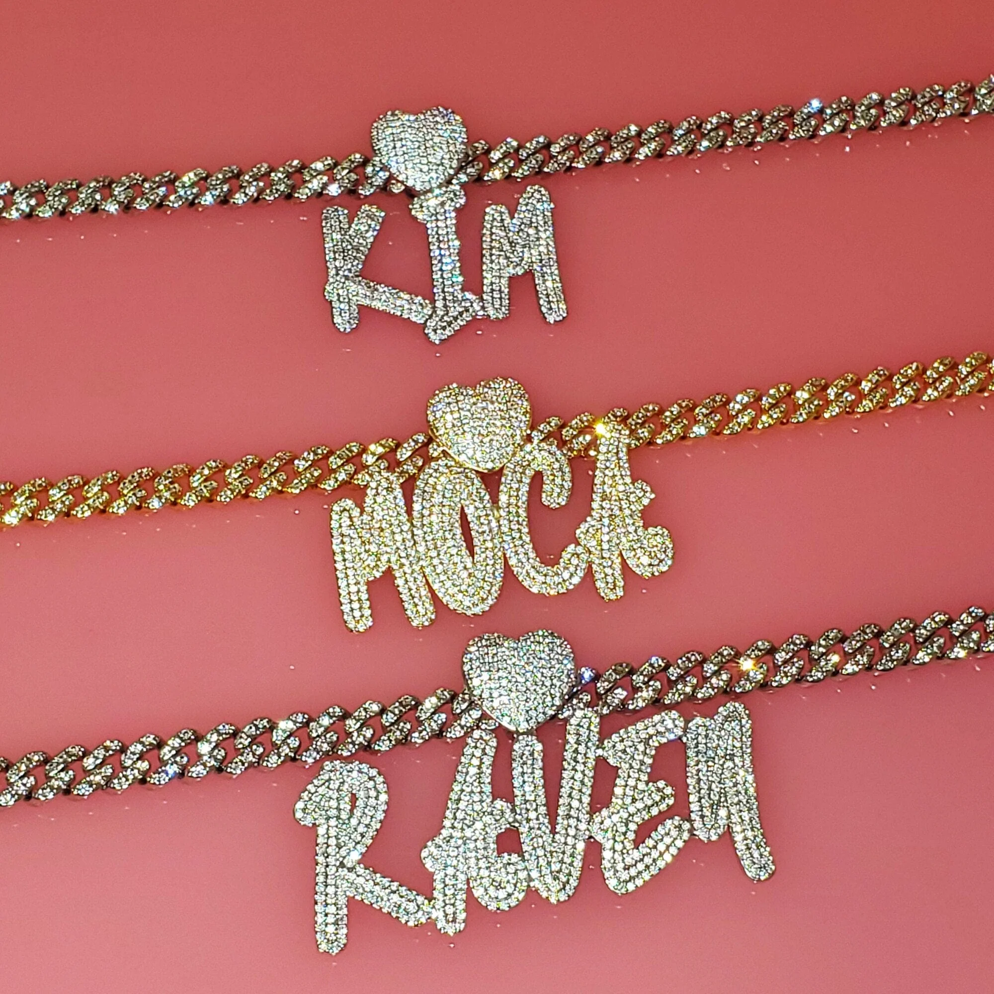 Custom Icy Cursive Name Heart Necklace - Image 3