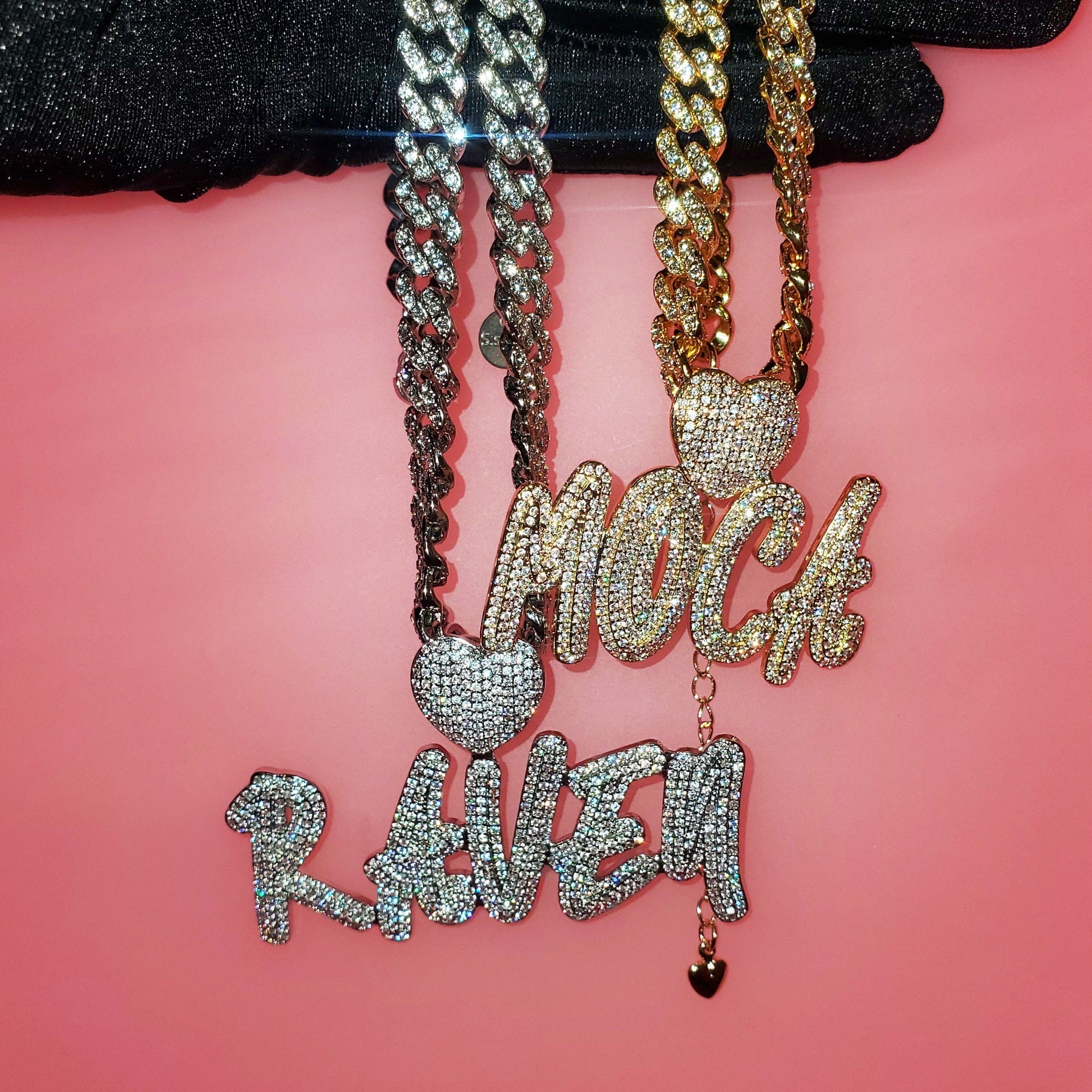 Custom Icy Cursive Name Heart Necklace - Image 5