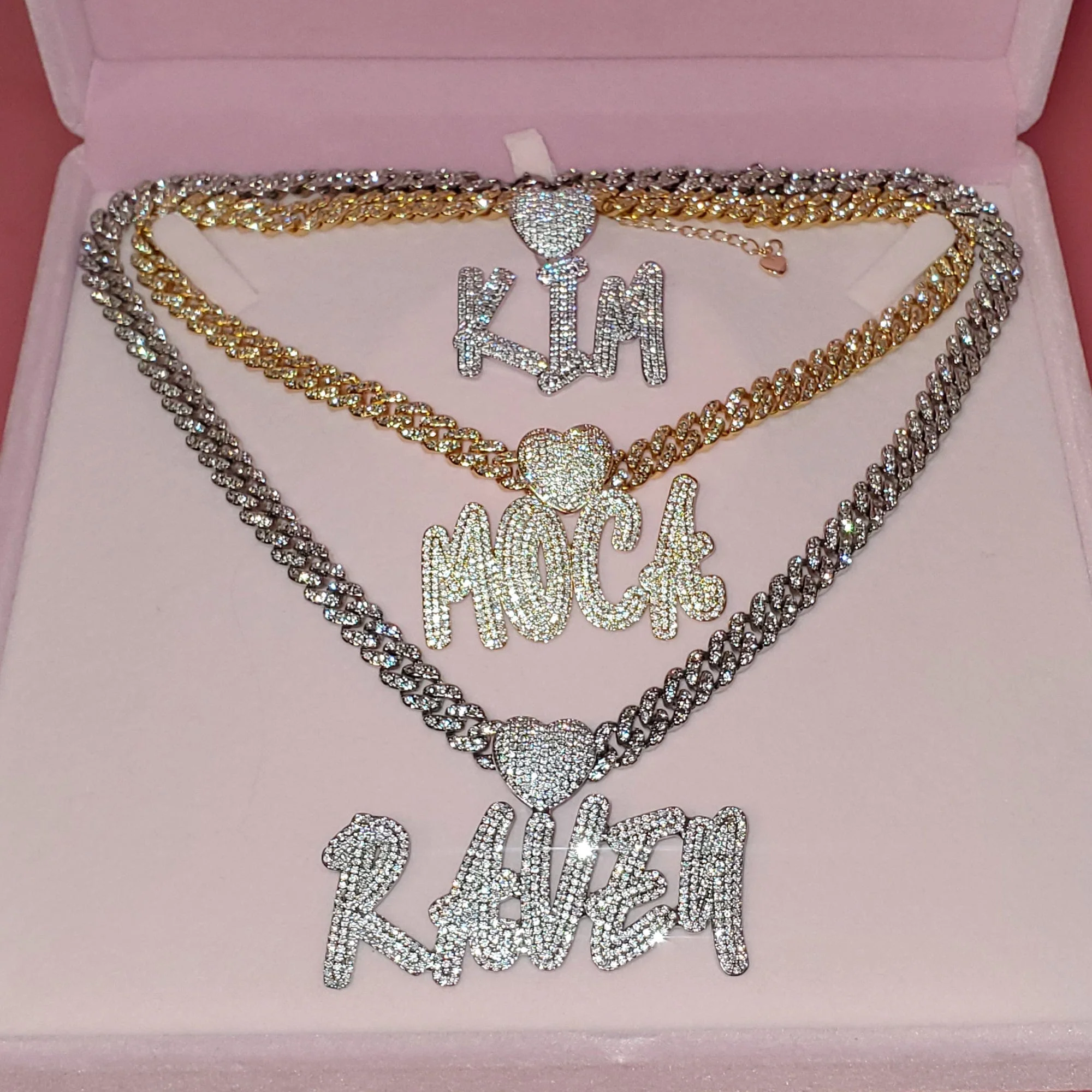 Custom Icy Cursive Name Heart Necklace - Image 9