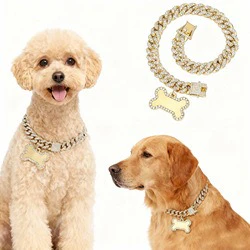 Custom Name Gold Bone Pendant Dog Chain - Image 2