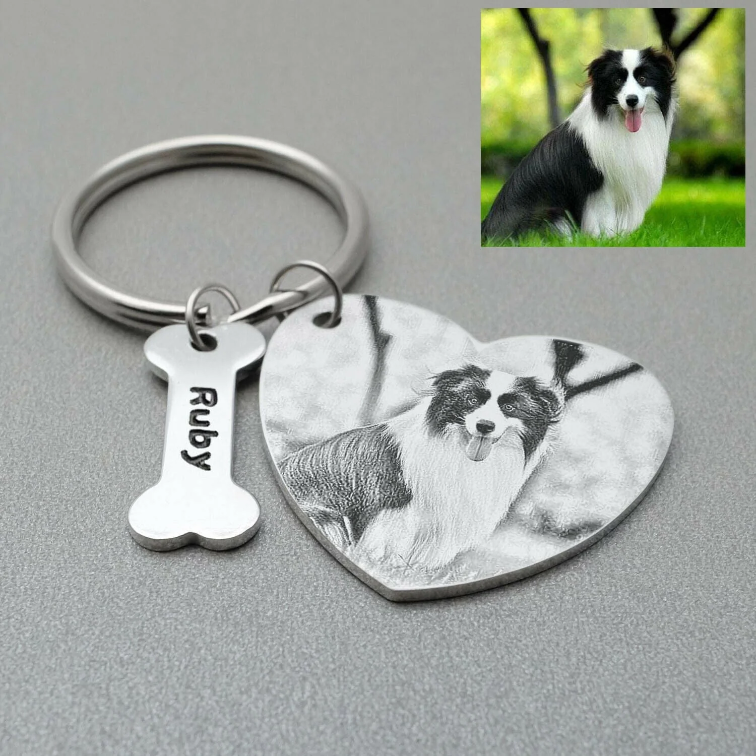 Custom Name and Photo Keychain Pet Jewelry - Image 6
