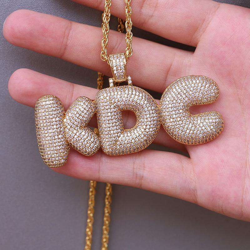 Custom Bubble Letter Name Chain Necklace - Image 10