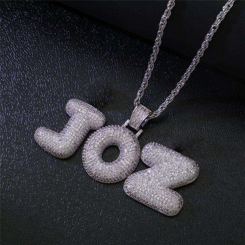 Custom Bubble Letter Name Chain Necklace - Image 4