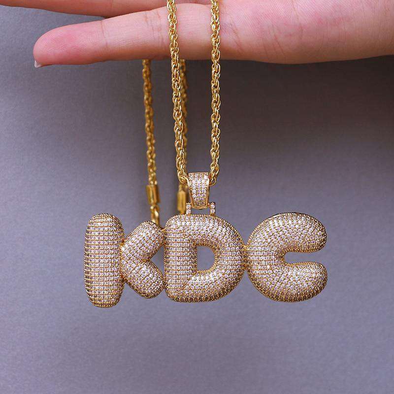 Custom Bubble Letter Name Chain Necklace - Image 9