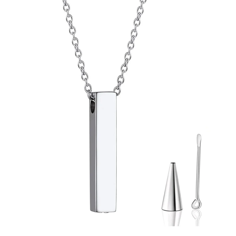 Custom Name Stainless Steel Bar Urn Pendant Necklace - Image 4