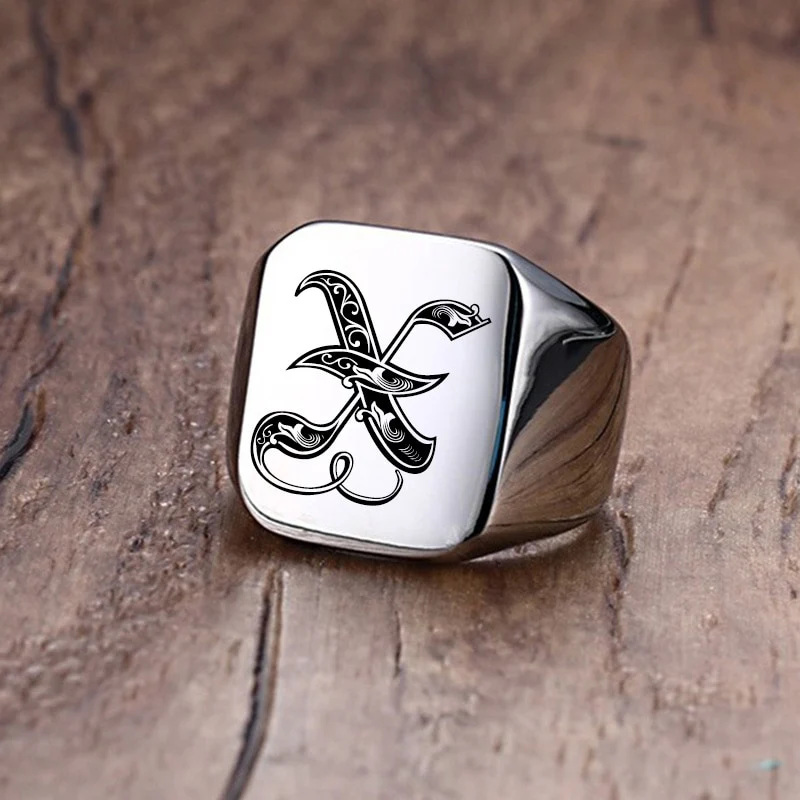 Custom Old English Initial Signet Ring - Image 22