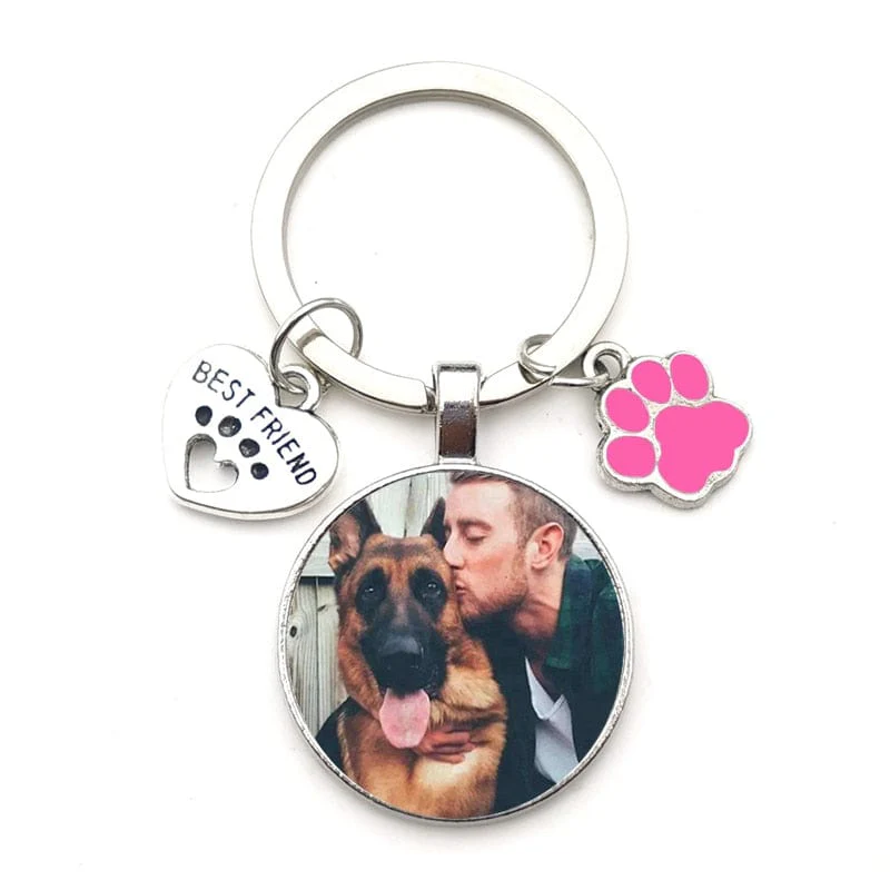 Custom Photo Keychain with Paw Pendant - Image 6
