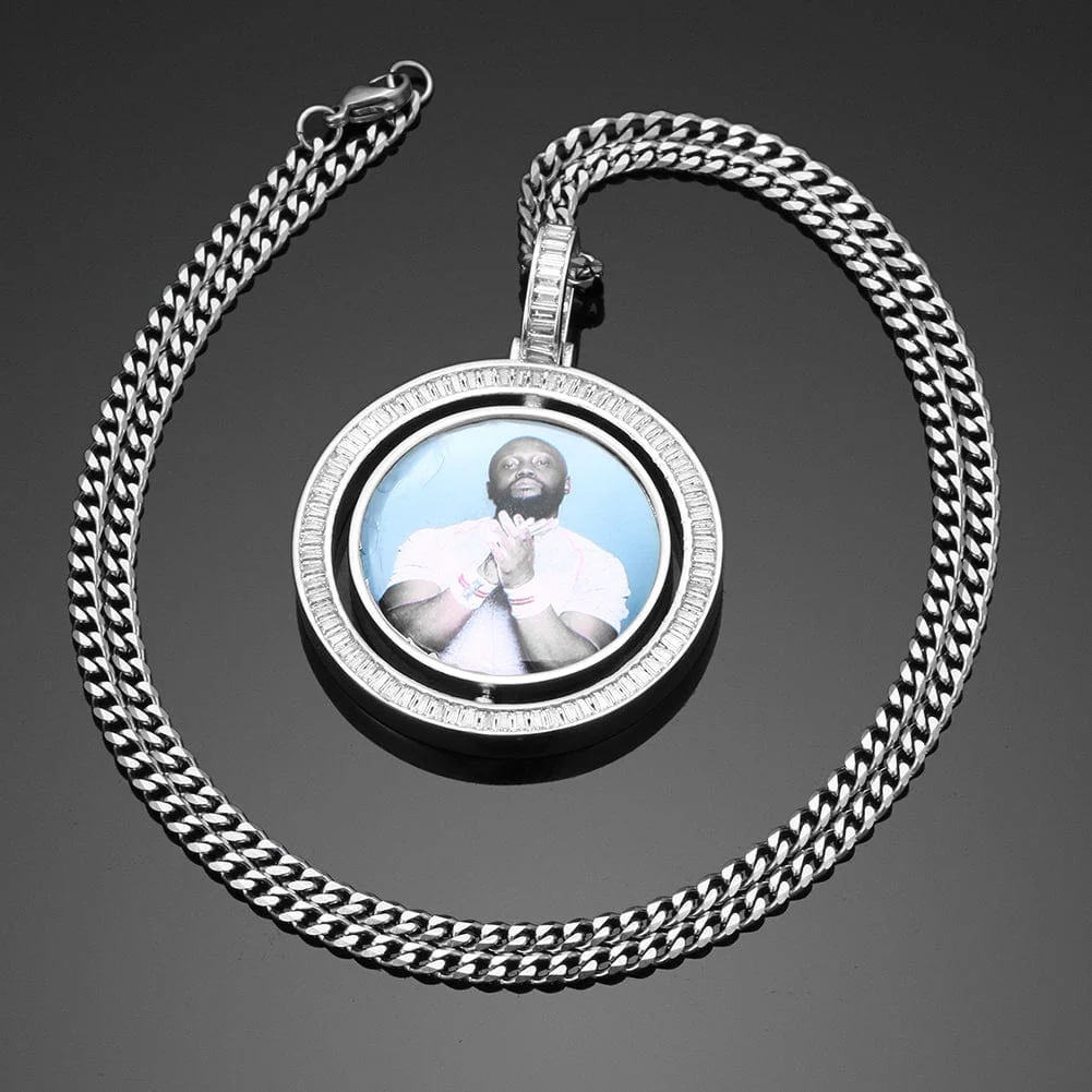 VVS Jewelry Custom Rotating Photo Medallion Pendant Chain - Image 15