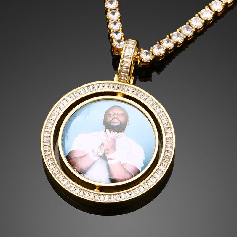VVS Jewelry Custom Rotating Photo Medallion Pendant Chain - Image 2