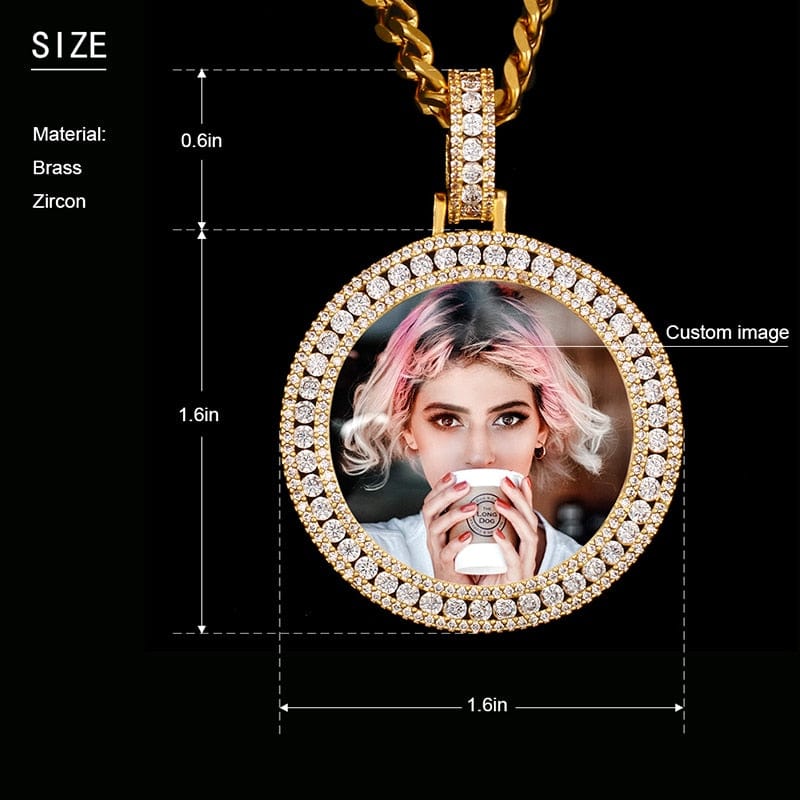 Custom Round Diamond Photo Pendant + FREE Name engraving - Image 11