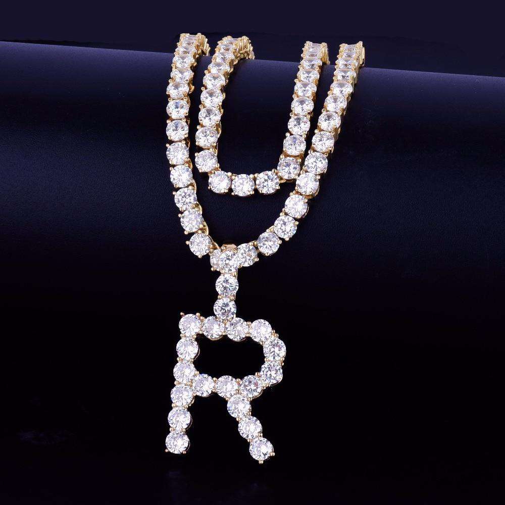Custom Silver Tennis Letter Necklace - Image 9
