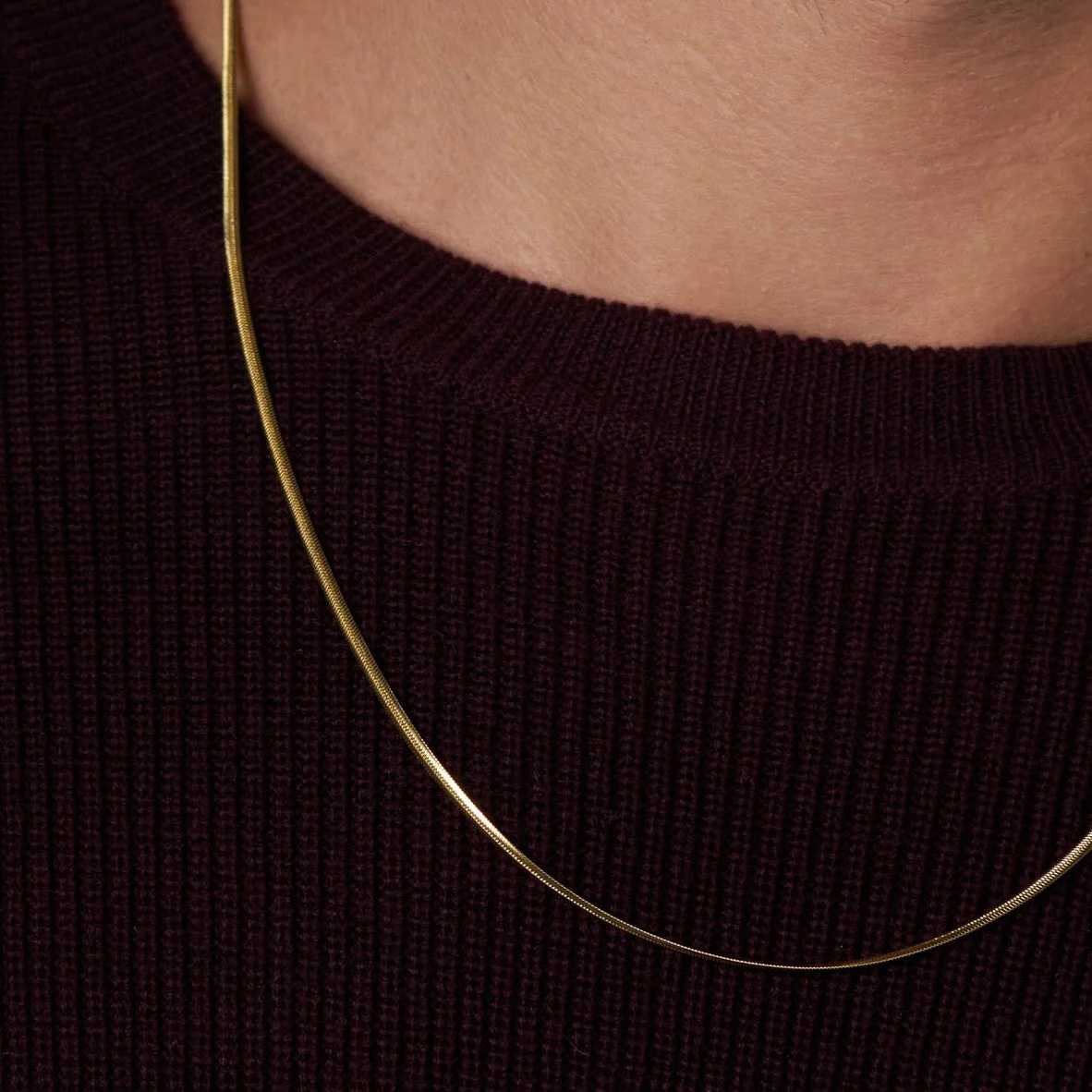 Flat Snake Chain (Gold) - 2mm - Image 4