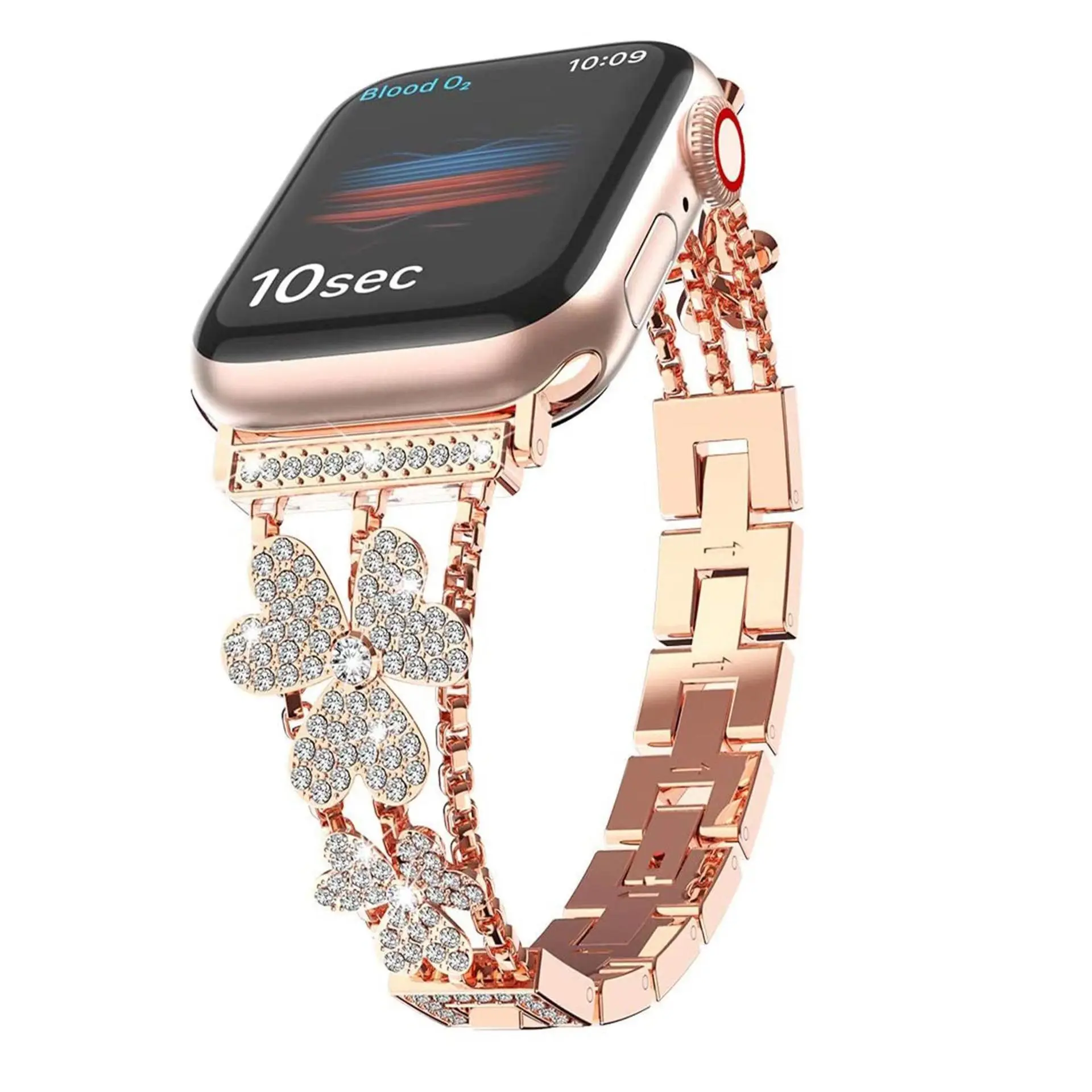 Floral Sparkle Stainless Steel Apple Watch Band - Image 2
