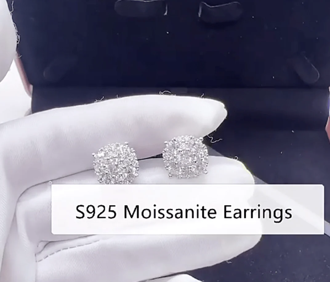 Flower Cluster 925 Sterling Silver Moissanite Earrings - Image 3