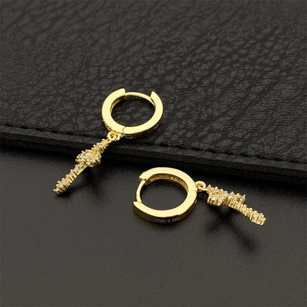 Flower Cross 925 Silver Moissanite Earrings - Image 7