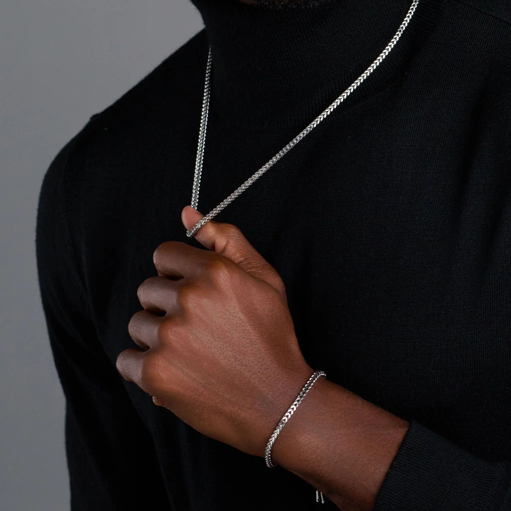 3mm Silver Franco Cuban Chain Necklace - Image 4