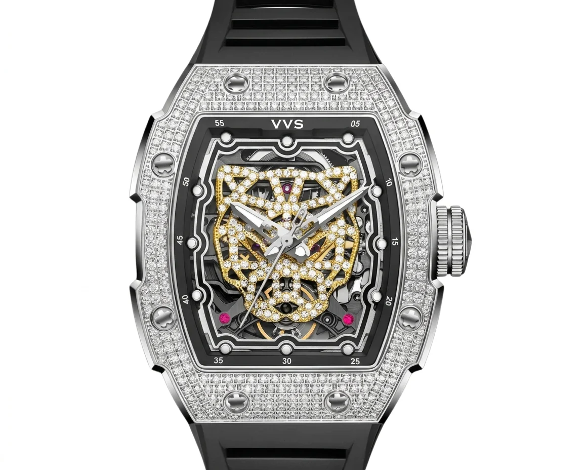 VVS Watchesâ„¢ Tonneau | Iced Out Skeleton