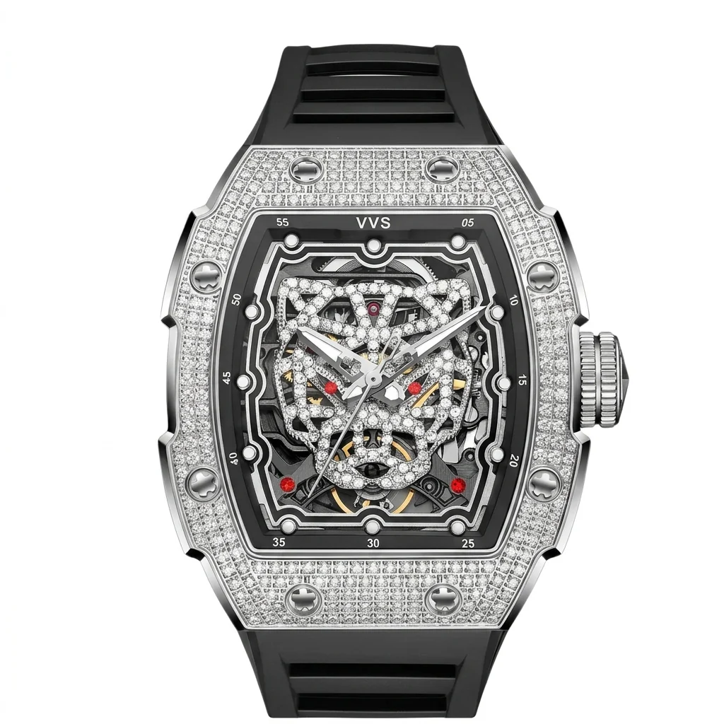 VVS Watchesâ„¢ Tonneau | Iced Out Skeleton - Image 6