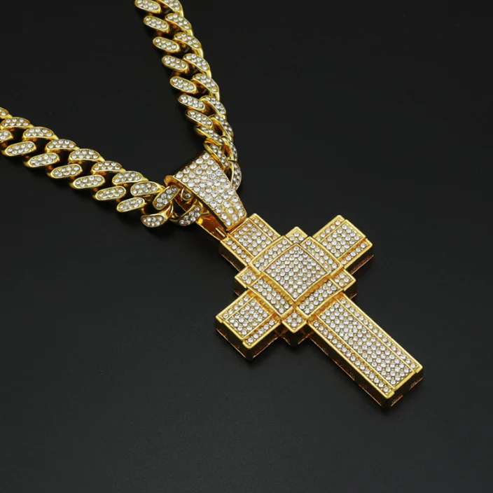 Fully Iced Classic Cross Pendant Necklace - Image 3
