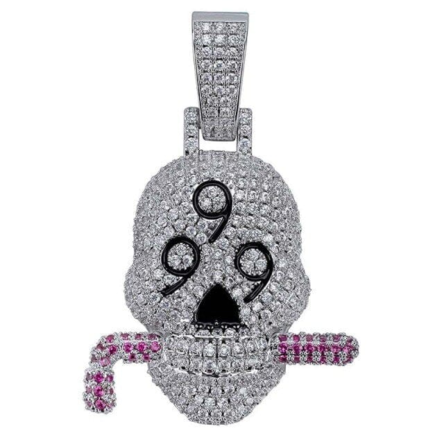 Fully Iced 999 Skull Pendant Chain - Image 3