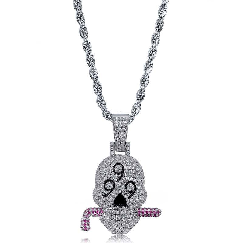 Fully Iced 999 Skull Pendant Chain - Image 6