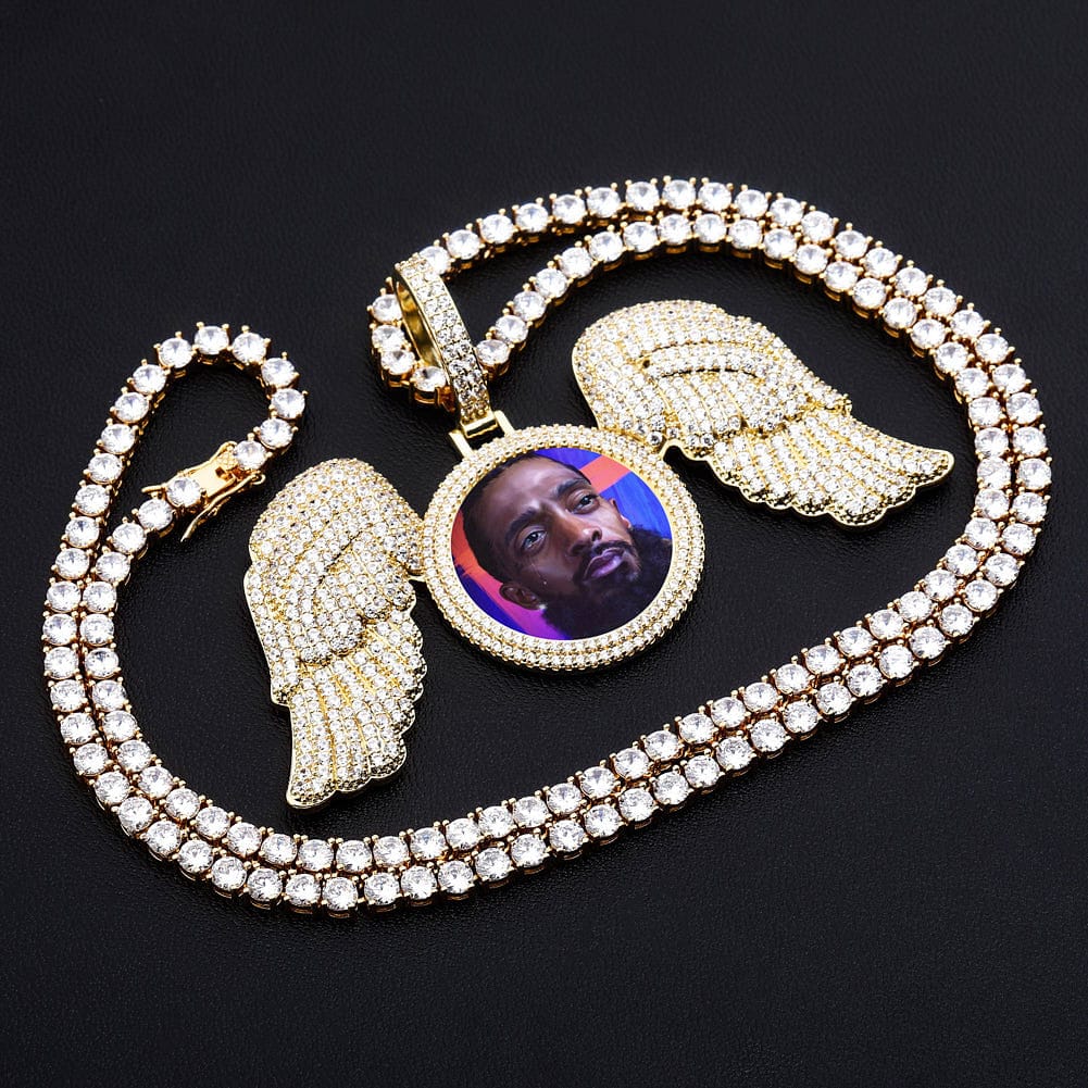Fully Iced Angel Wings Custom Photo Chain - Image 10