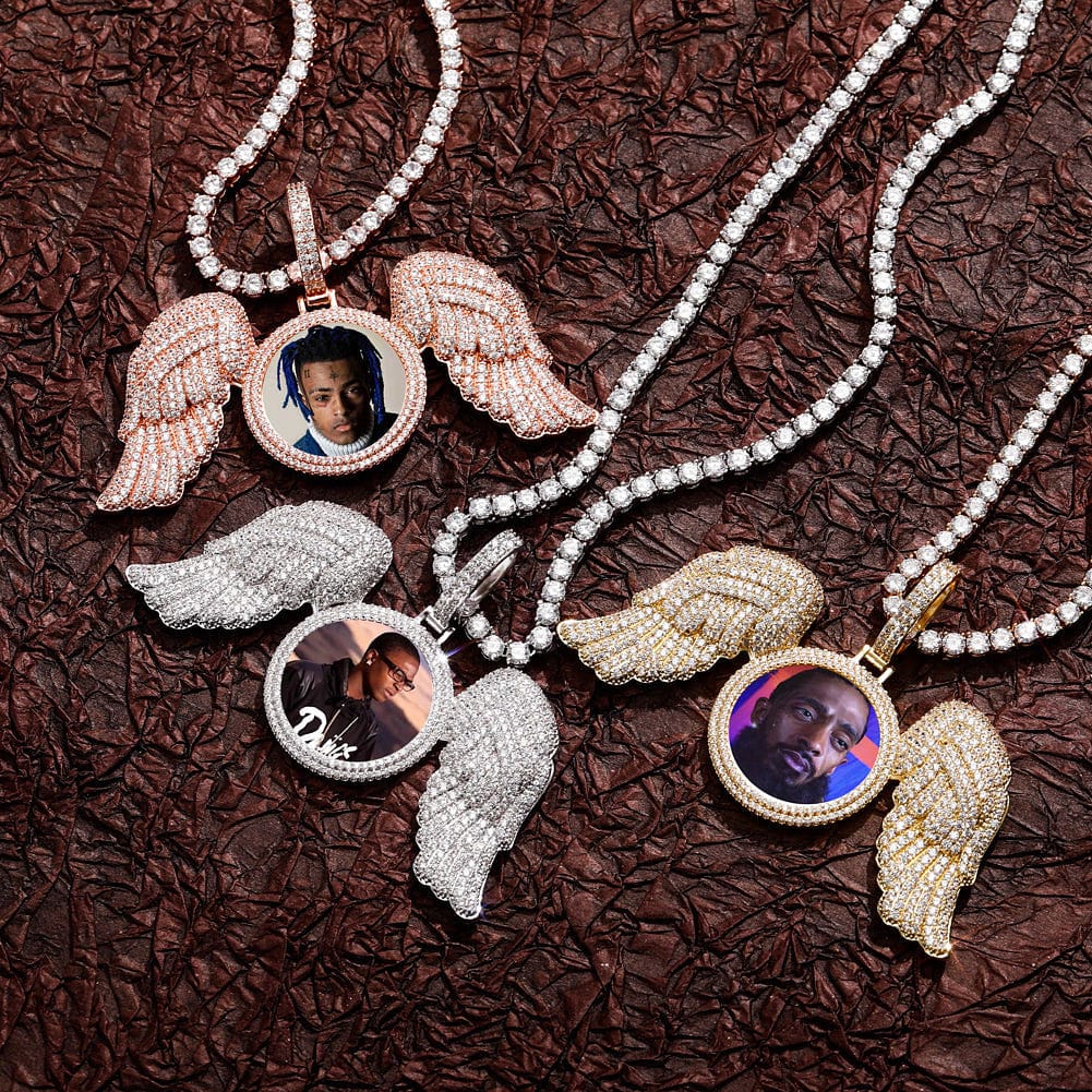 Fully Iced Angel Wings Custom Photo Chain - Image 4