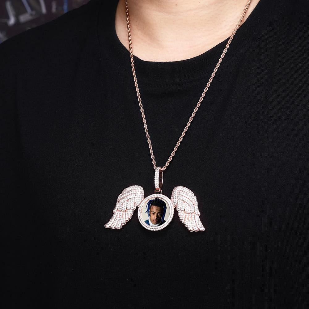 Fully Iced Angel Wings Custom Photo Chain - Image 6