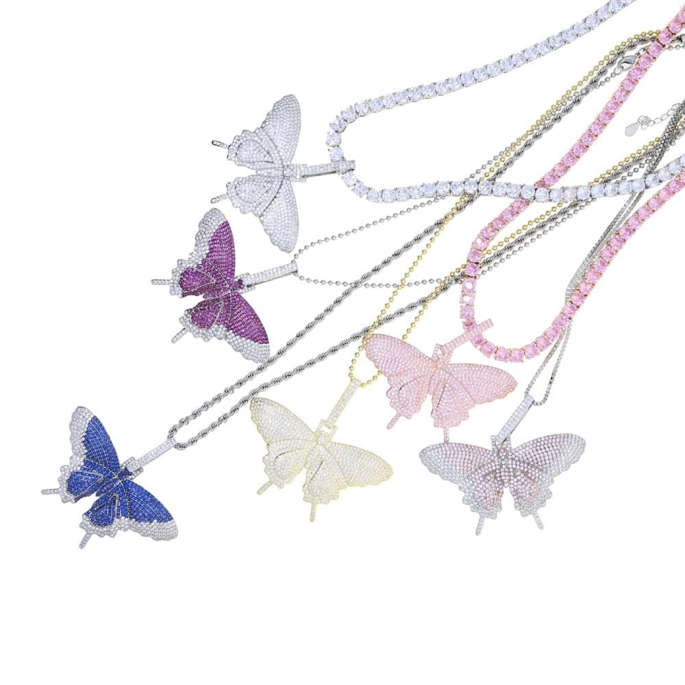 Fully Iced Butterfly Pendant Tennis Chain - Image 10