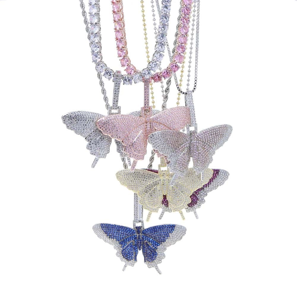 Fully Iced Butterfly Pendant Tennis Chain - Image 4