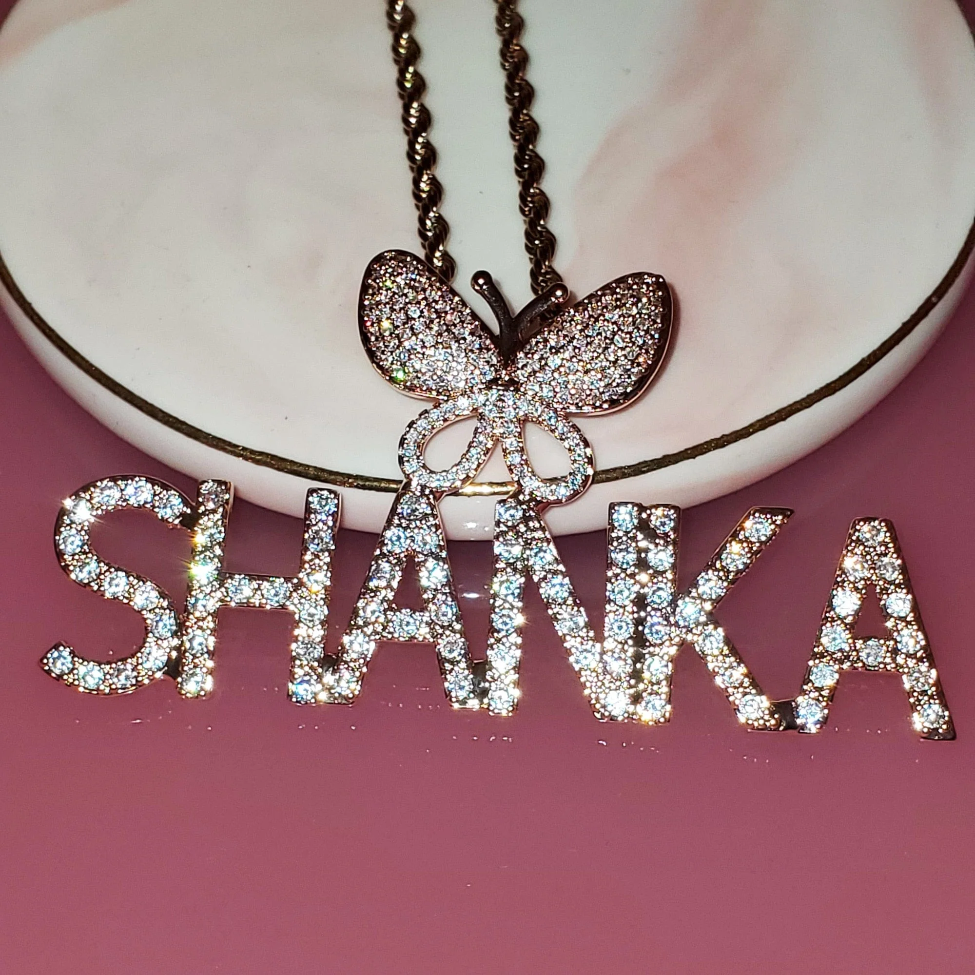 Fully Iced Custom Butterfly Name Chain - Image 3