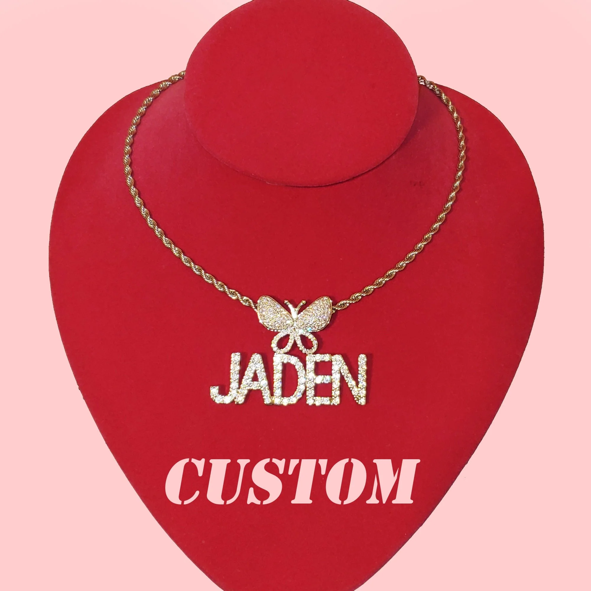 Fully Iced Custom Butterfly Name Chain - Image 7