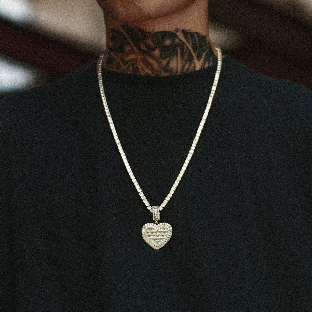 Fully Iced Custom Heart Baguette Photo Pendant Necklace - Image 27
