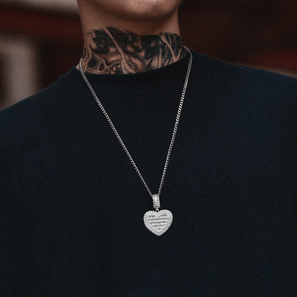 Fully Iced Custom Heart Baguette Photo Pendant Necklace - Image 28