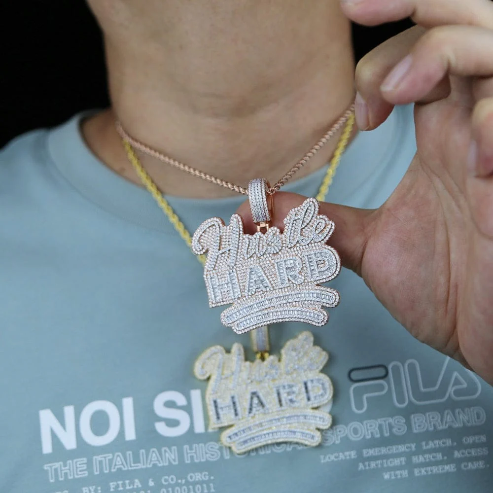 Fully Iced Da "Hustle Hard" Pendant Chain - Image 12