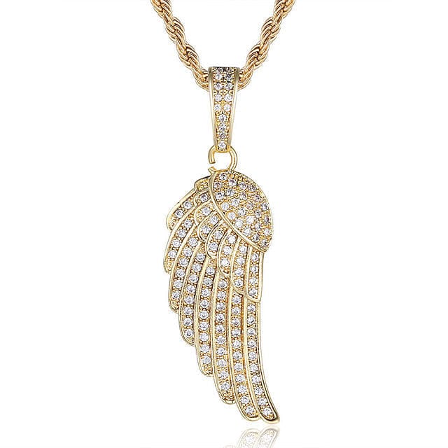 Fully Iced Out Angel Wings Charm Necklace - Image 3