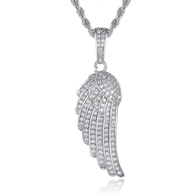 Fully Iced Out Angel Wings Charm Necklace - Image 4