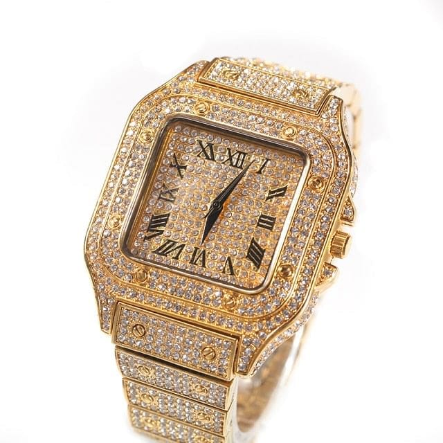 Fully Iced Square Stainless Steel Roman Watch - BOGO - Image 5