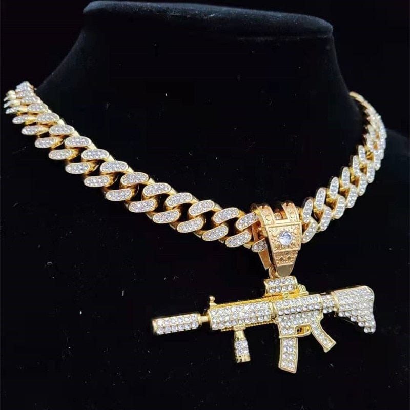Fully Iced Submachine Gun Pendant Rapper Necklace - Image 16