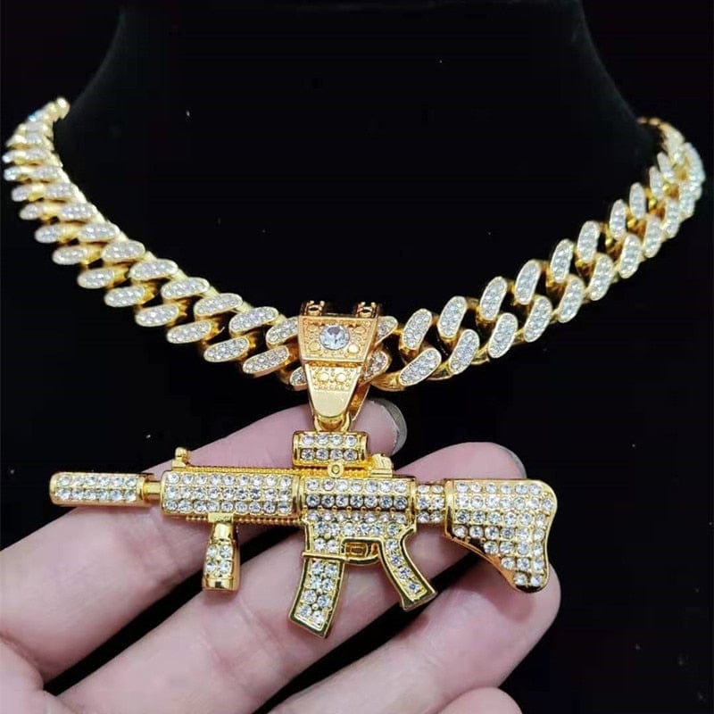 Fully Iced Submachine Gun Pendant Rapper Necklace - Image 18
