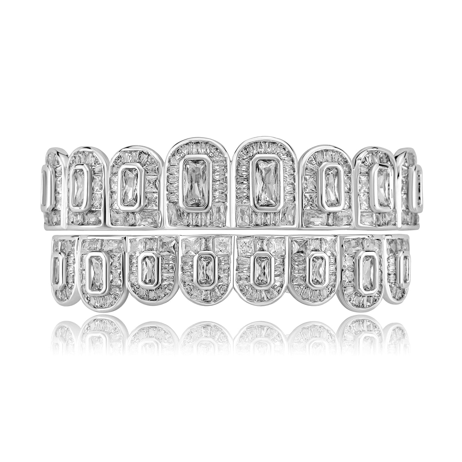 Fully Rectangle Cut Baguette Iced Out Grillz - Image 10