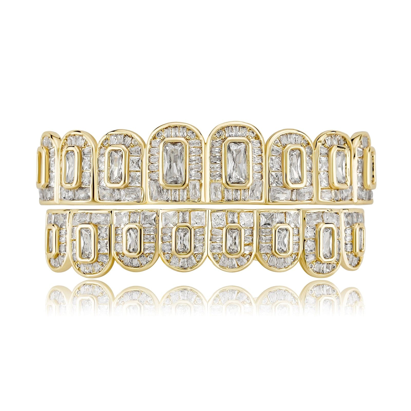 Fully Rectangle Cut Baguette Iced Out Grillz - Image 2