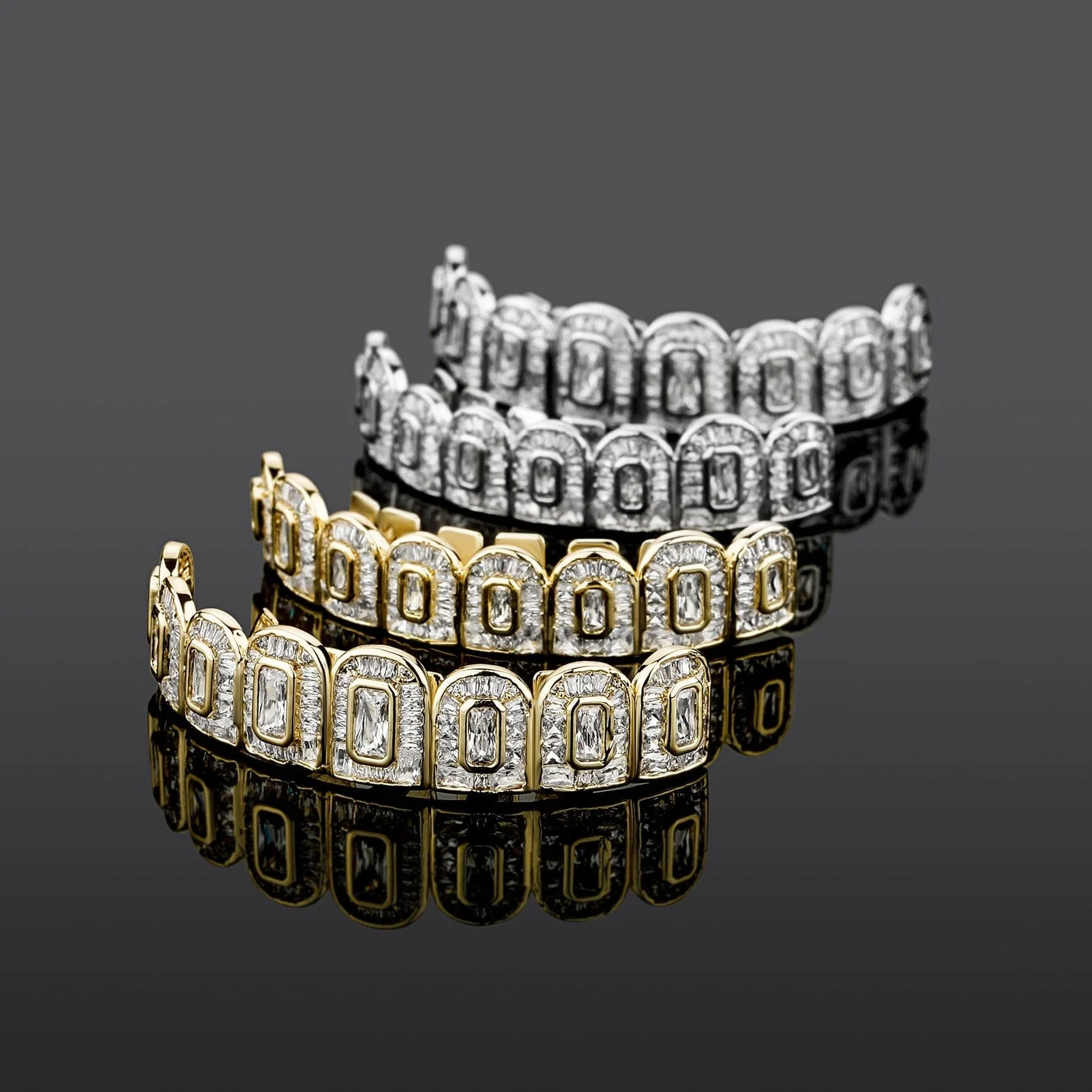 Fully Rectangle Cut Baguette Iced Out Grillz - Image 7