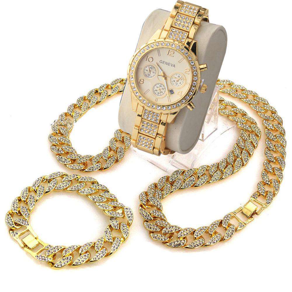 Gangsta Cuban Chain + Bracelet + Watch Set - Image 7