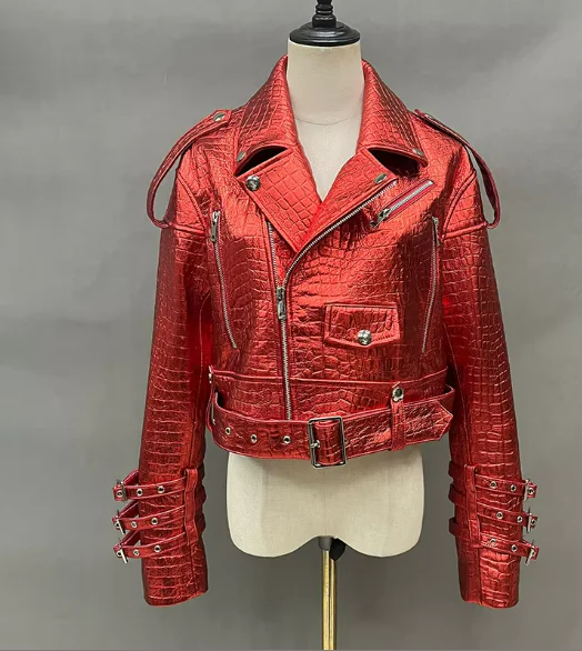 Geneviève Genuine Glossy Finish Leather Winter Jacket - Image 7