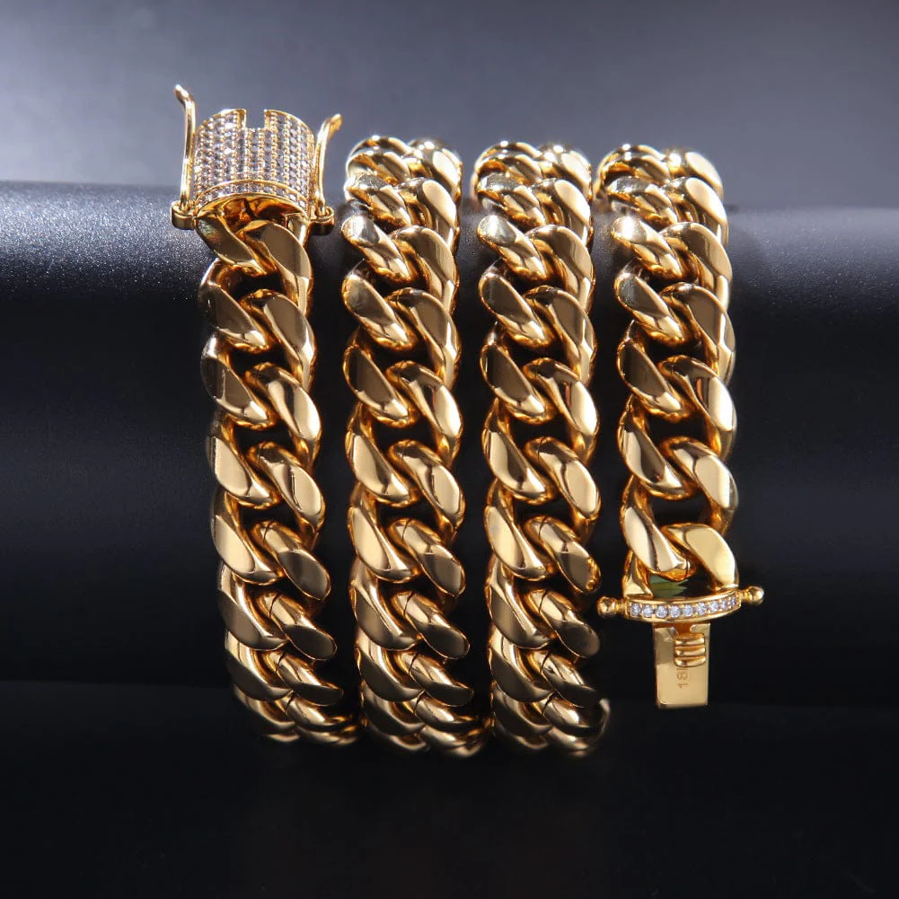 Gold 12MM Miami Cuban Chain - Image 5