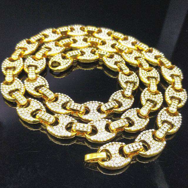 Gold Bling Cuban Chain + Coffee Bean Chain + Row Tennis Choker Chain Set - Image 4