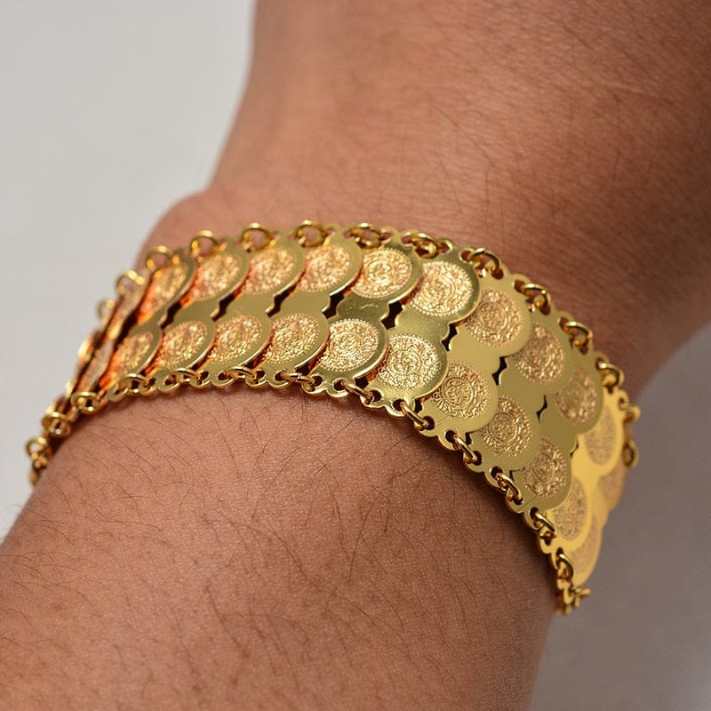 Gold Coin Bangle Bracelet - Image 6