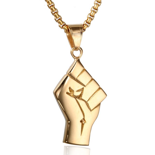 Gold BLM Raised Fist Necklace - Image 8